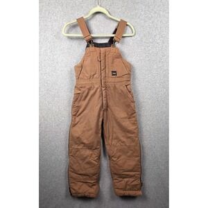 Walls Bib Overalls Tough Kids Size Large Brown Insulated Duck Canvas Snow